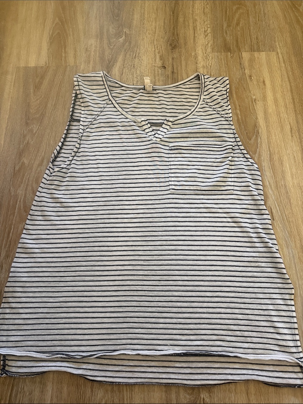 We The Free Black & White Striped V-Notch Tank
